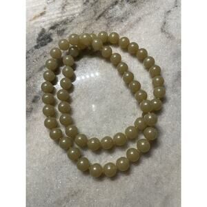Serpentine Jade Yellow Pale Green Round Shape Jewelry 28 Beads Each Strand